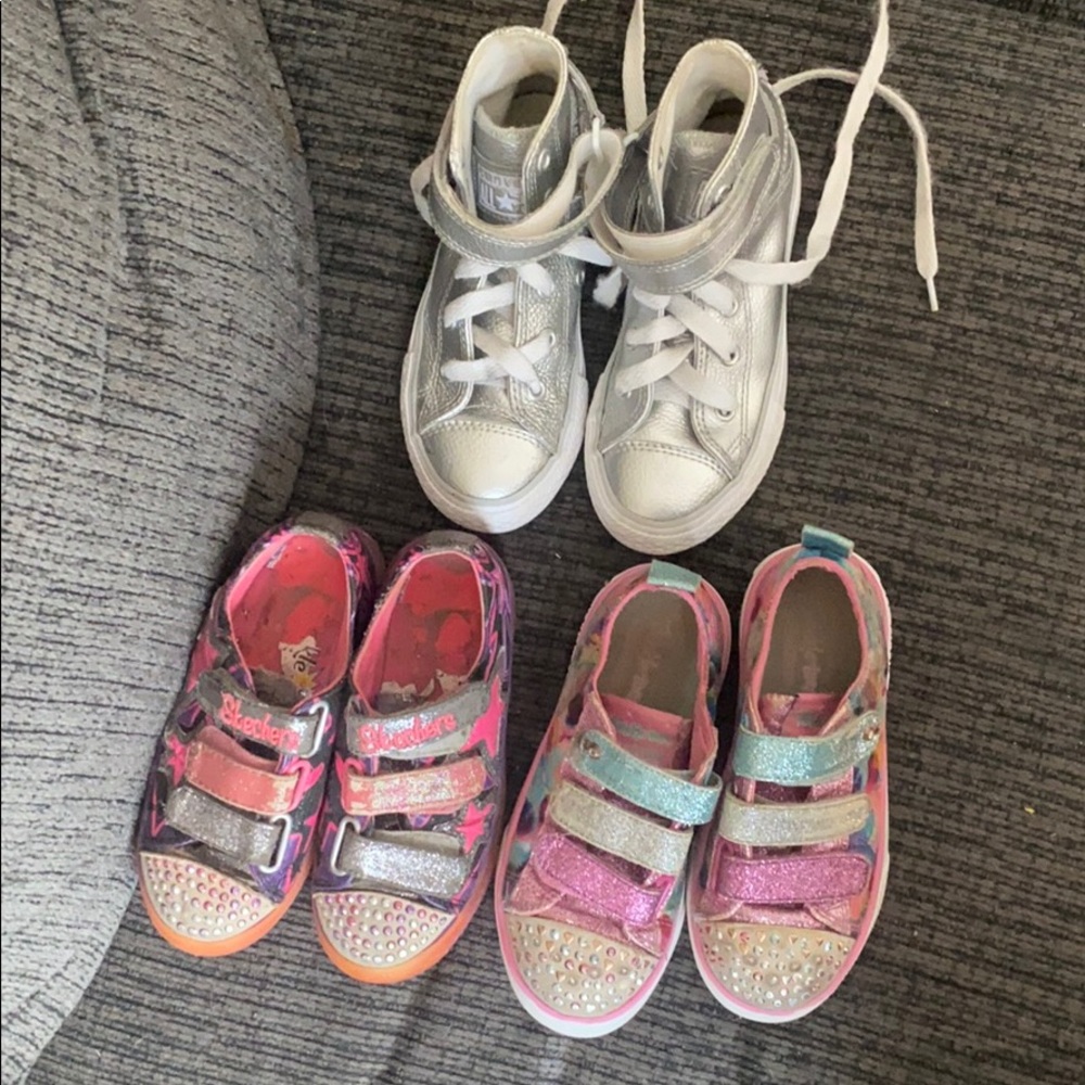 Three (3) pairs of girl shoes size 11